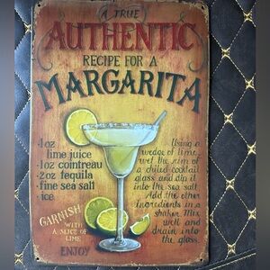 Margarita Recipe Metal Sign